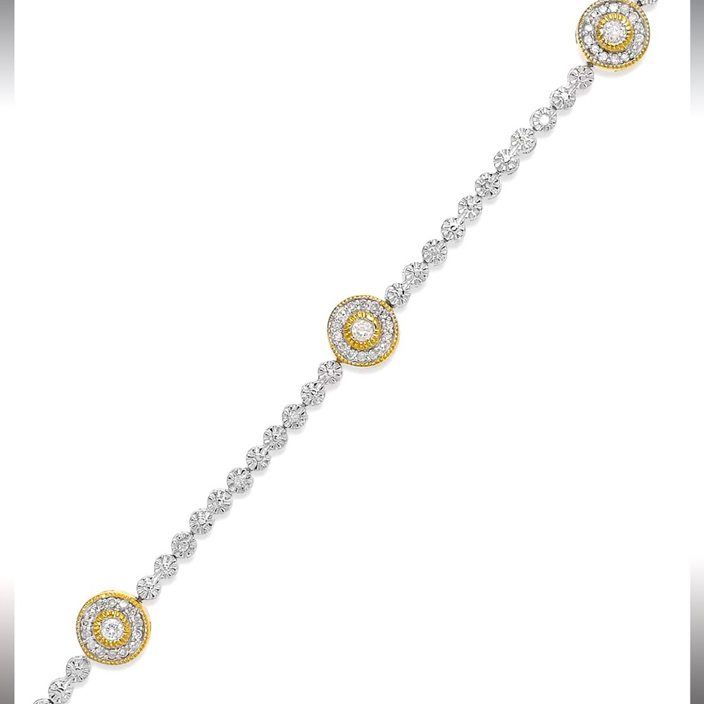 Brand NIB Diamond Circle Bracelet in 14k Gold over Sterling Silver 1/2 ct. t.w.
